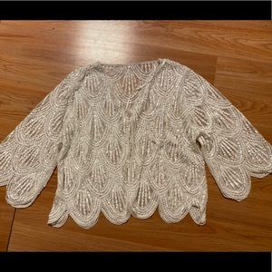 White sequence short cardigan